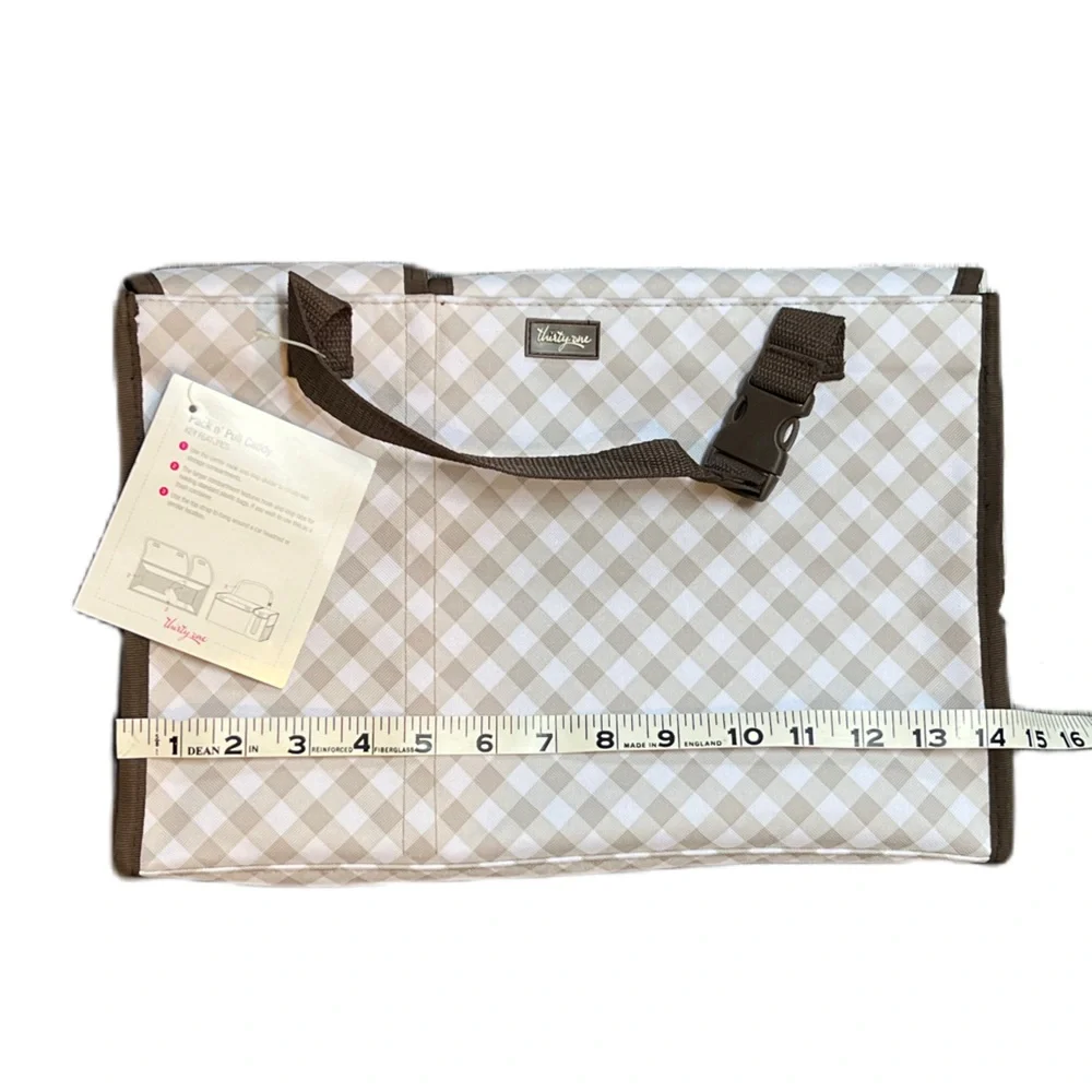 Thirty-One NWT Pack n’ Pull Caddy - Brown and White Gingham